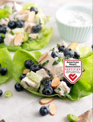 Recipe Image - Heart Check - Blueberry-Almond-Chicken-Salad-Lettuce-Wraps