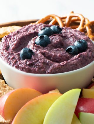 Snack Board with Blueberry Dessert Hummus