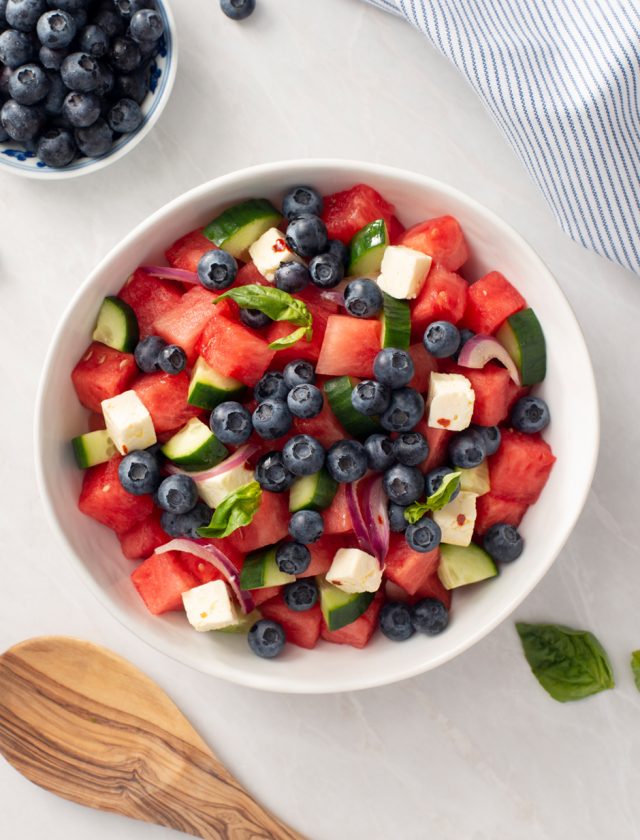 Blueberry & Watermelon Salad with Marinated Feta - Blueberry.org