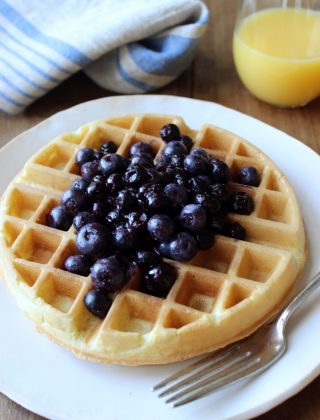 Waffles-with-Blueberry-Sauce