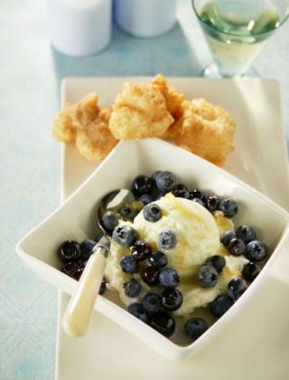 Blueberry Risotto Fritters with Blueberry-ginger Sauce