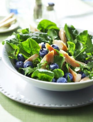 Blueberry Salad with Smoked Trout