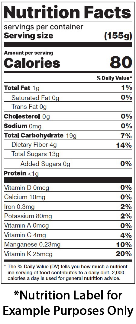 Frozen Nutrition Facts Panel Example Use