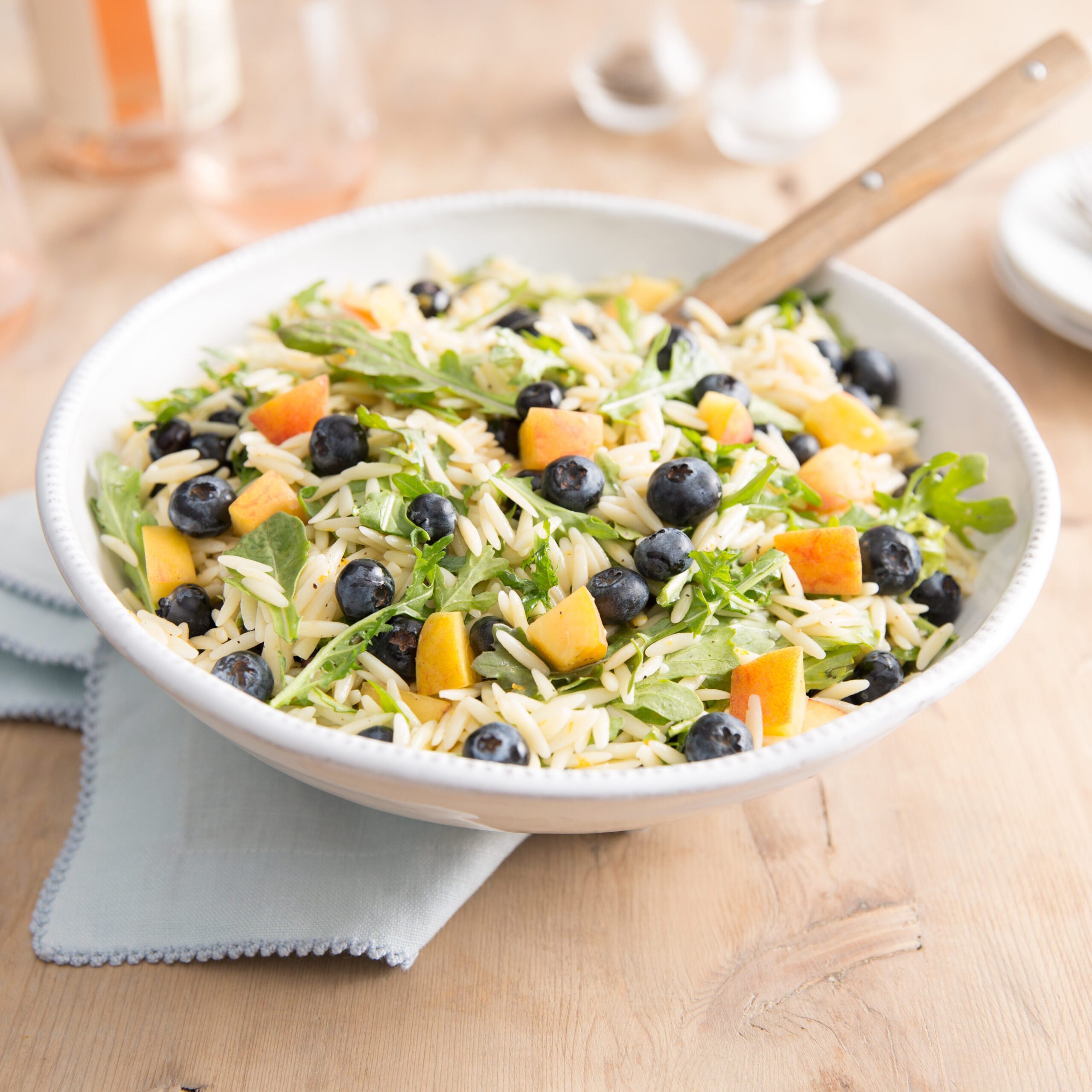 Blueberry Peach Orzo Salad