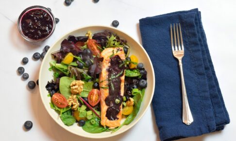 Salmon with Blueberry Basil Sauce