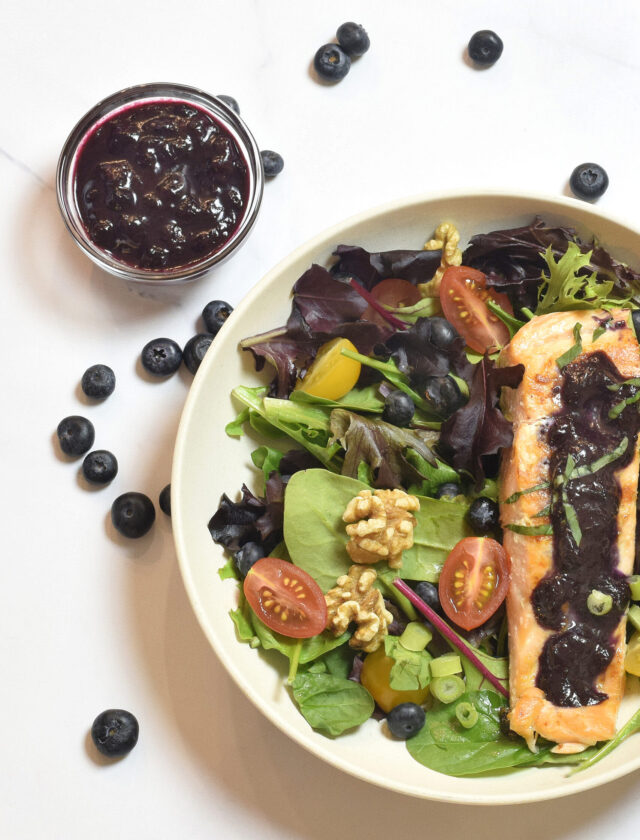 Salmon with Blueberry Basil Sauce