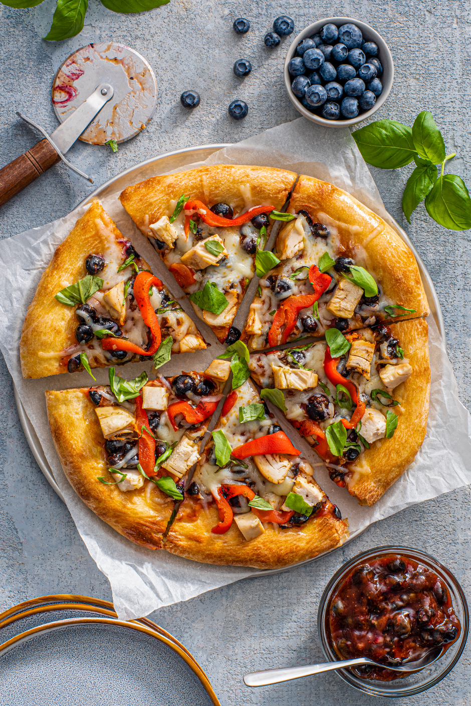 Blueberry BBQ Chicken Pizza