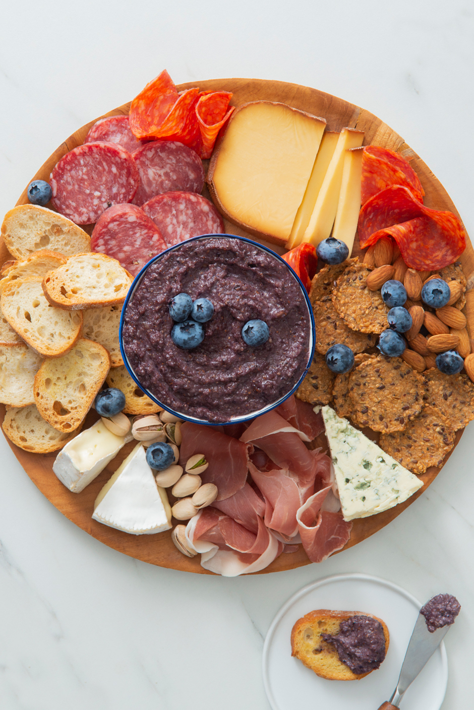 Charcuterie Board with Blueberry Almond Butter