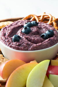 Snack Board with Blueberry Dessert Hummus