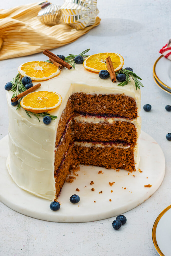 Blueberry Gingerbread Layer Cake