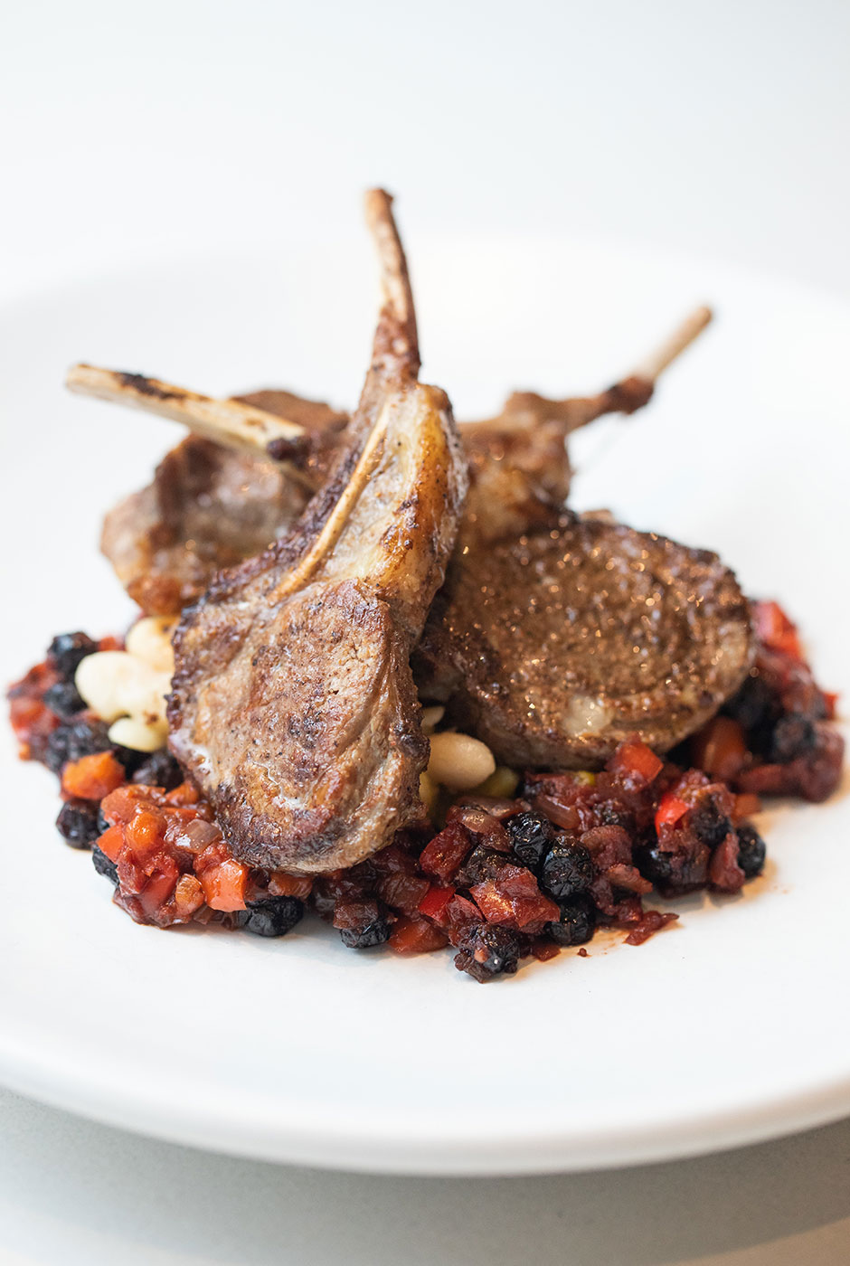 Matbucha with Blueberries Moroccan Lamb Chops Rancho Gordon Beans