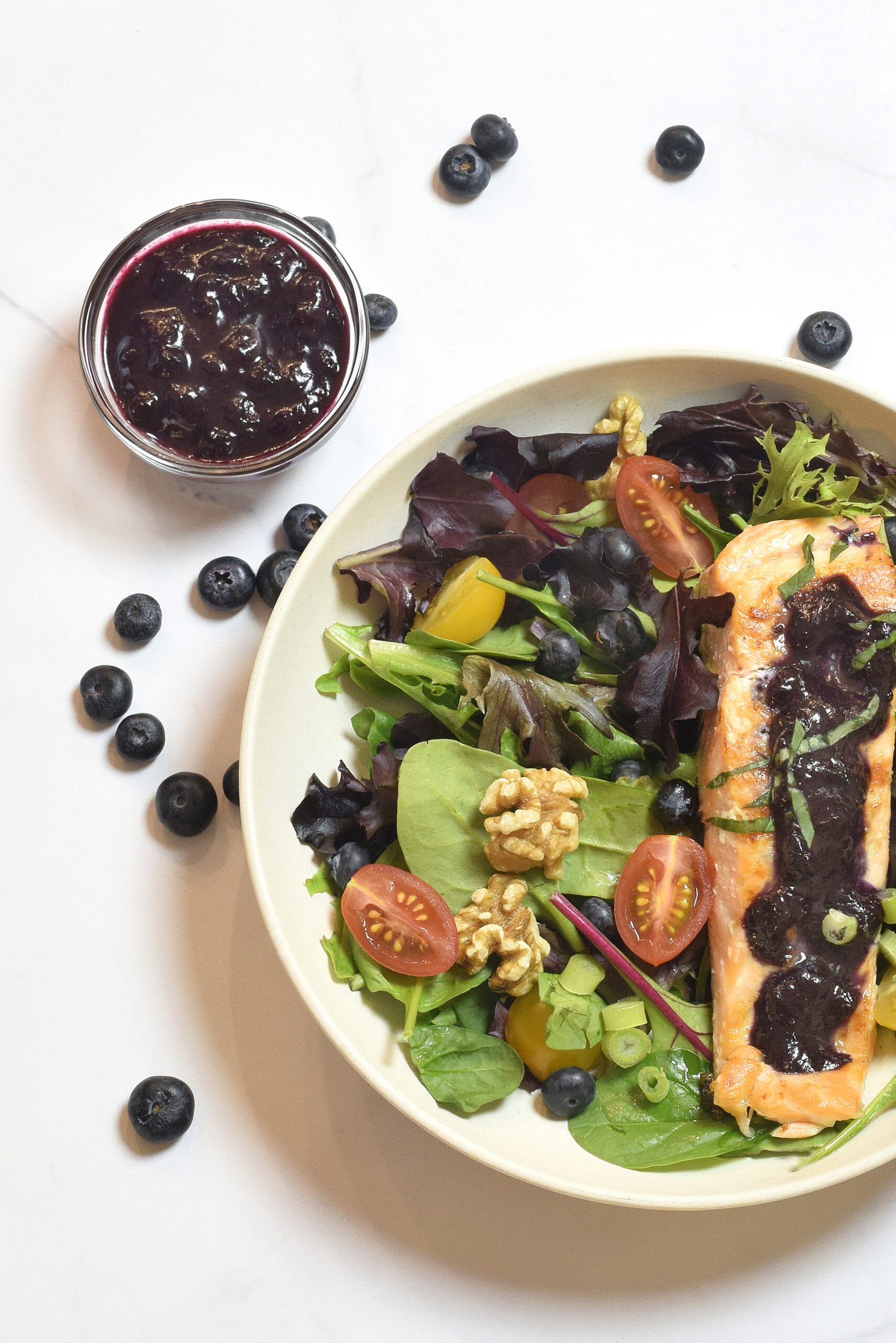 Salmon with Blueberry Basil Sauce