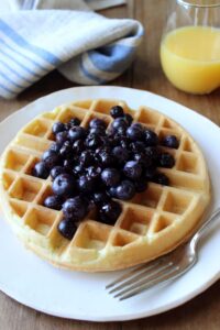 Waffles-with-Blueberry-Sauce