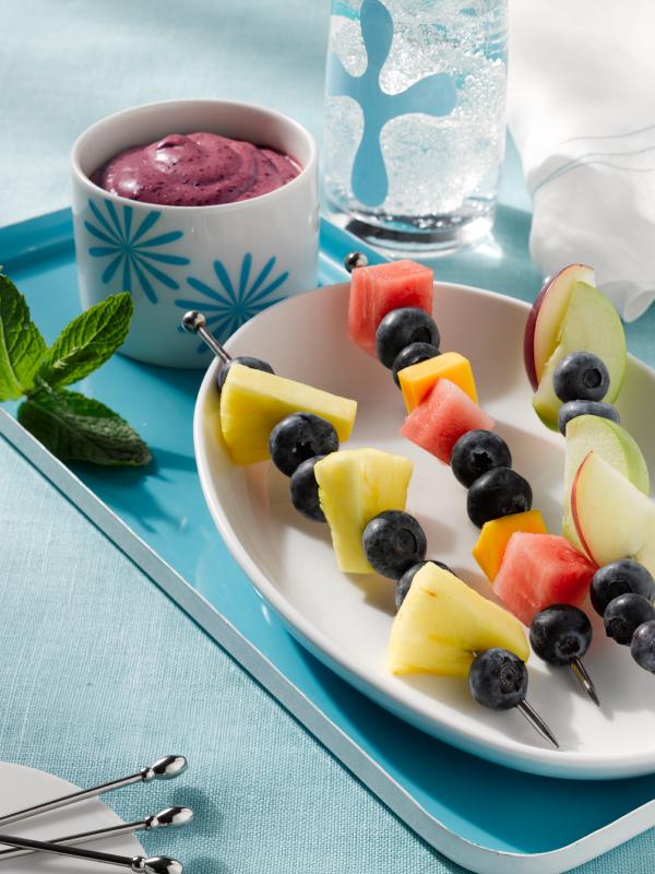 Fruit Kebabs With Blueberry Dip