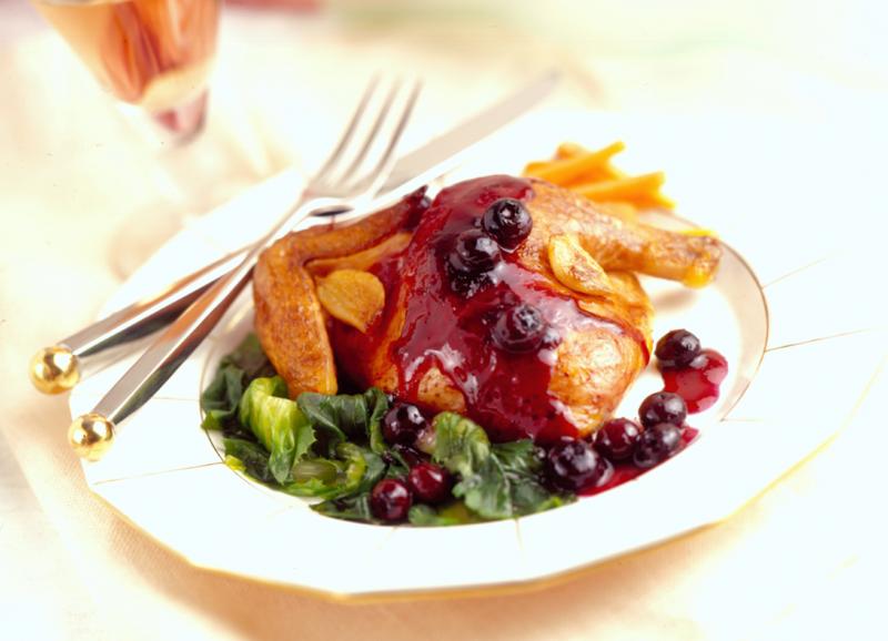 Cornish Game Hens with Blueberry Orange Sauce